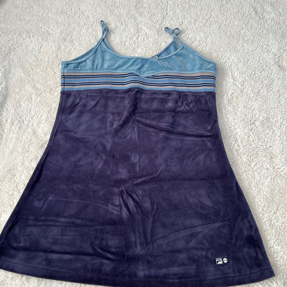Fila 90s VTG Womens Blue Swim Cover Up Dress Retro Summer Resort Cotton Preppy